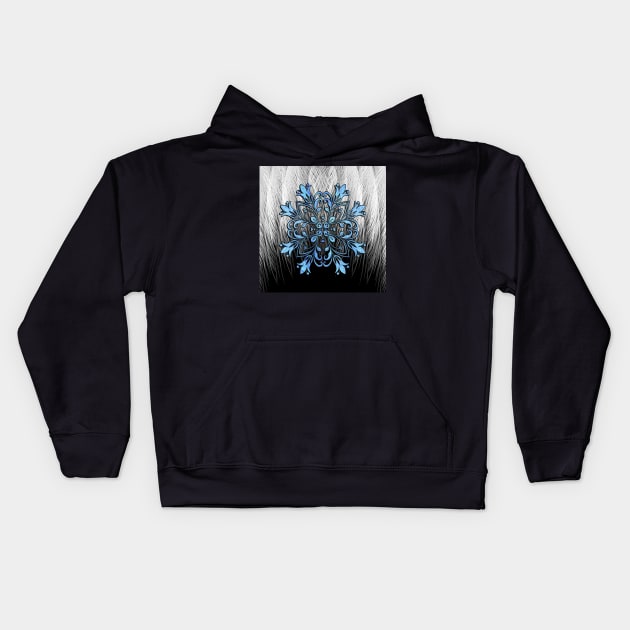 Mandala Blue, Black, White & Grey: Inspirational Mandalas Kids Hoodie by tamdevo1